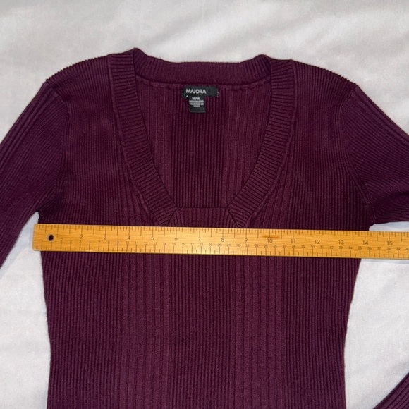 Majora Sweater Deep Purple Ribbed Knit Cuffed Sleeves Women’s Sz M - Picture 7 of 10